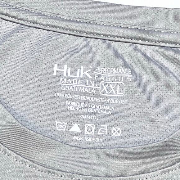 Huk Fishing Long Sleeve Performance Shirt XXL Gray Outdoor Crew Neck - Picture 4 of 6